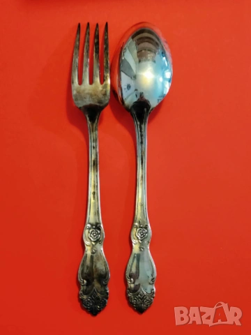 Посребрени вилици и лъжици "Сребърна роза", МНЦ, мелхиор, СССР, снимка 3 - Прибори за хранене, готвене и сервиране - 53424212
