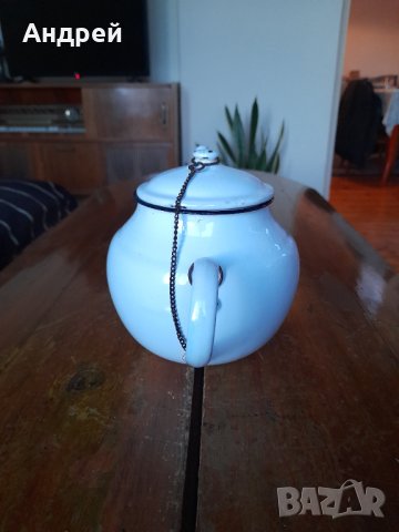 Стар емайлиран чайник #55, снимка 2 - Антикварни и старинни предмети - 43398684