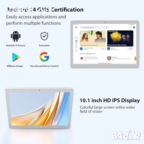 Таблет LEVIRTU Android 14 с 10 инча с 5G WiFi 6, Octa Core, 24GB RAM + 128GB ROM Touch Table, снимка 3 - Таблети - 51119608