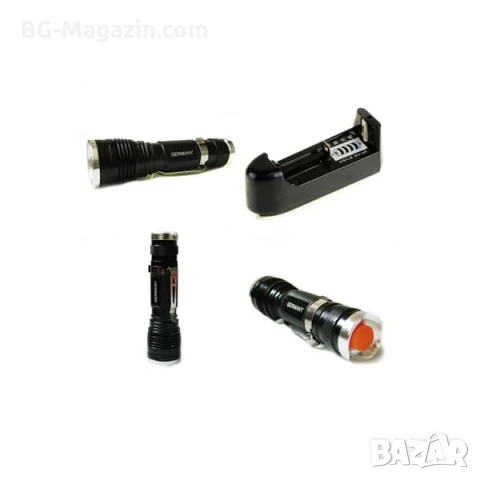 Джобен ръчен акумулаторен LED фенер зареждаща се батерия 18650 за къмпинг лов риболов палатка мощен, снимка 2 - Къмпинг осветление - 51027682