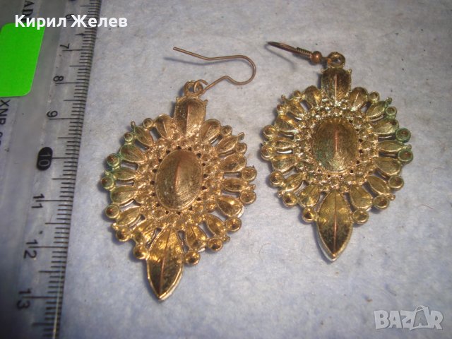 ПОЗЛАТЕНИ СТАРИ МЕДНИ АРТ ДЕКО ОБЕЦИ с ФАСЕТИРАНИ БОХЕМСКИ КРИСТАЛИ 7575, снимка 10 - Обеци - 36620513