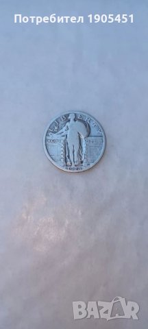 Куотър долар.1925г.Сребро.Излизаща Свобода.САЩ., снимка 2 - Нумизматика и бонистика - 38252946