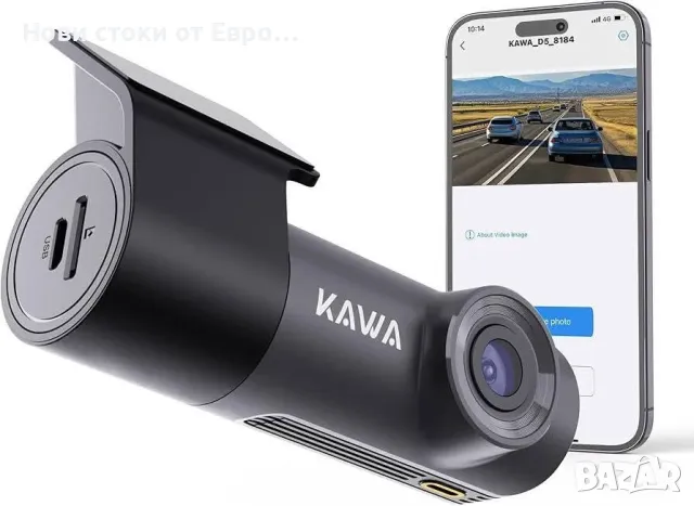 KAWA 2K Dash Cam, мини предна камера за табло за автомобили, интелигентно гласово управление, снимка 1