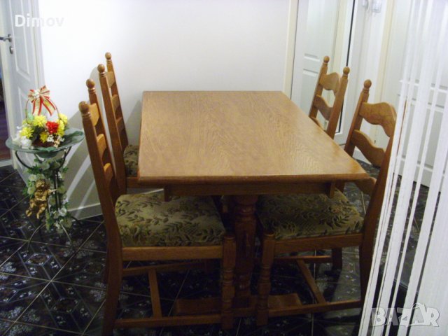 Маса с 4 стола, масив. Внос., снимка 4 - Маси - 37766221