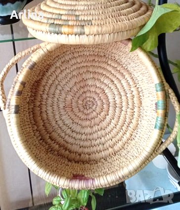 Дебелостенна плетена кошница/кутия с капак, снимка 4 - Декорация за дома - 38887247