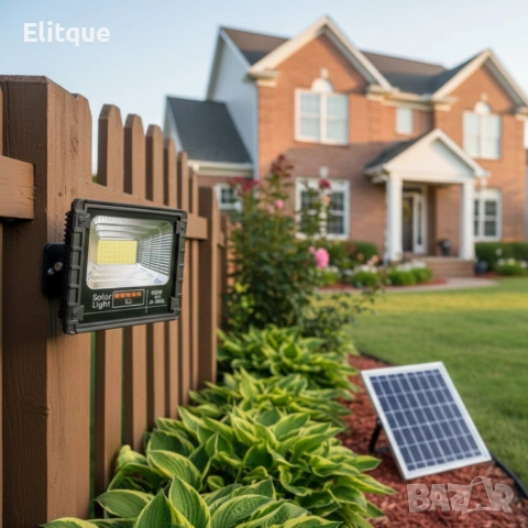 Соларен прожектор Jortan IP 66, дистанционно управление, индикатор за батерията, снимка 5 - Соларни лампи - 53441519