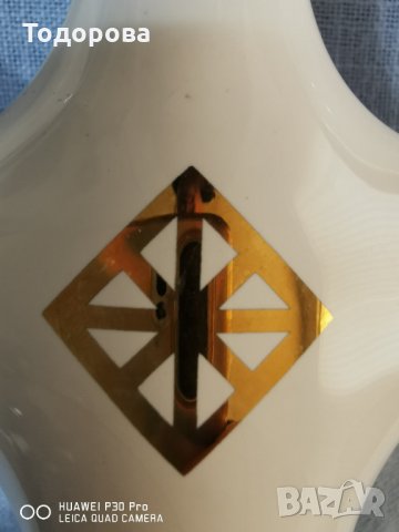 Стилен порцеланов свещник-златен монограм, снимка 2 - Антикварни и старинни предмети - 32323095