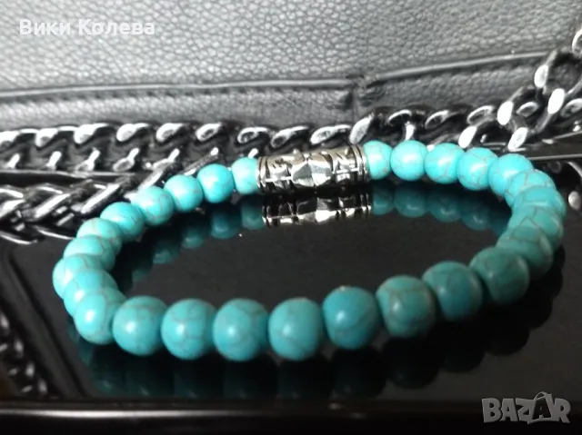 гривна от тюркоаз – амулет за защита и хармония , снимка 4 - Гривни - 50316463