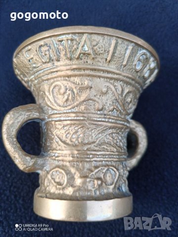 Стара, старинна бронзова чаша, хаванче Арт, Antique 18th Century Bronze Mortar and Pestle , снимка 10 - Други ценни предмети - 37691858