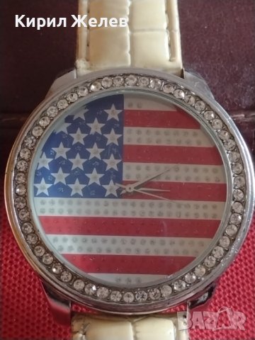 Фешън модел дамски часовник с кристали Американското знаме стил и комфорт 42598, снимка 4 - Дамски - 43786026