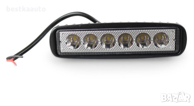 Халоген LED работна лампа 18W ( 3W x 6pcs ) 15,5 см. 9V-32V Джип АТВ Коли, Камиони, Бусове, Лодки и , снимка 1 - Аксесоари и консумативи - 28211985
