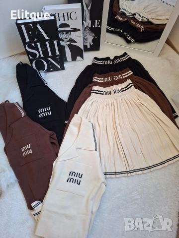 дамски плетени комплекти жилетка и пола miu miu , снимка 4 - Комплекти - 52606241
