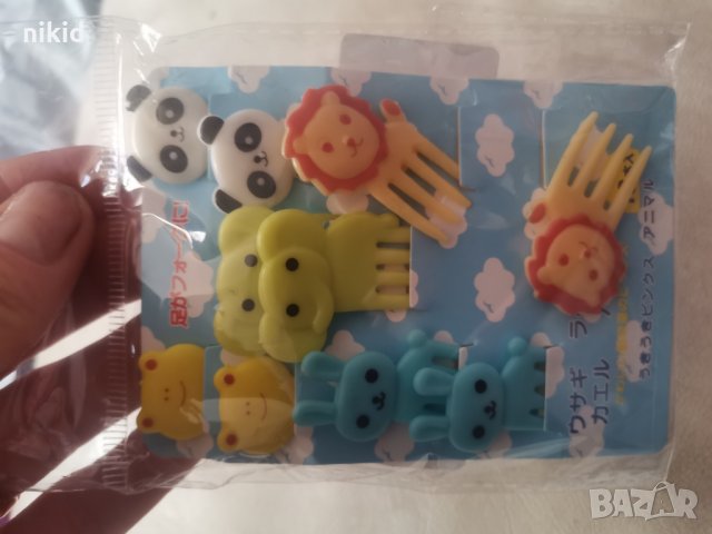 10 бр забавни клечки топери животни за забождане на хапки мъфини плодове вилички забава за децата, снимка 5 - Аксесоари за кухня - 30687315