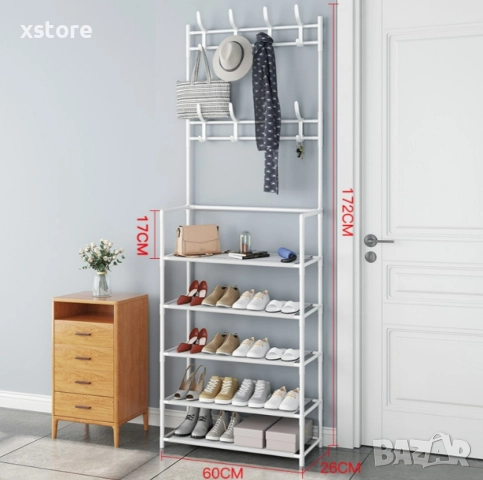 Многофункционална стойка за обувки, чанти и закачалка за връхни дрехи и др., снимка 3 - Други стоки за дома - 52796471