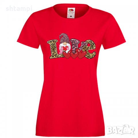 Дамска тениска Love Gnome Valentine's 12, снимка 6 - Тениски - 35552112