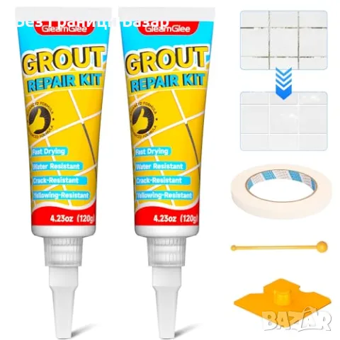 Нов Комплект за ремонт на фуги – 2 броя бял фугин водоустойчив, бързосъхнещ