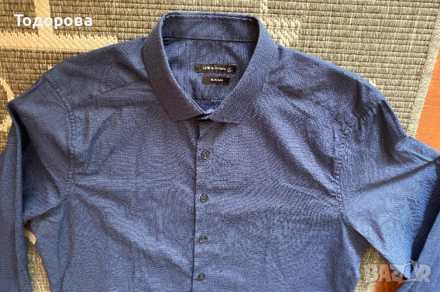 Тъмносиня риза LCW slim , снимка 3 - Ризи - 52625324