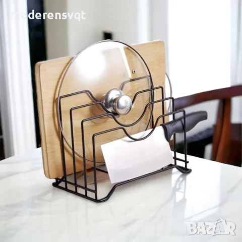 Кухненски органайзер поставка за капаци и дъски с 4 отделения, снимка 2 - Аксесоари за кухня - 50082375