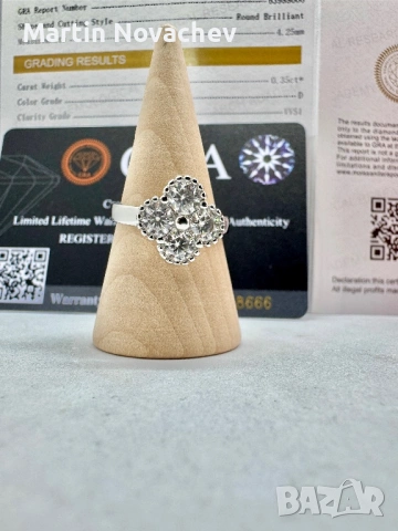 Сребърен пръстен с мойсанит (Диамант) 1.4 карата, снимка 3 - Пръстени - 53502900