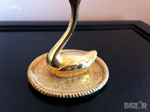 Стара Позлатена Фигурка-Лебед, снимка 3 - Колекции - 44871816