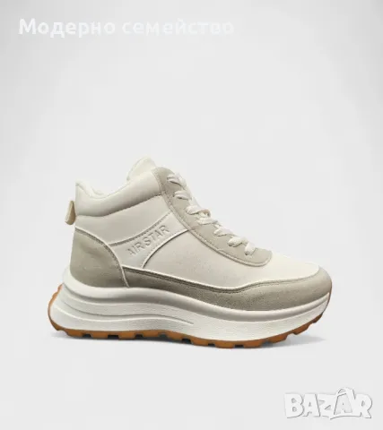 Дамски зимни обувки с топла вата и връзки , снимка 1