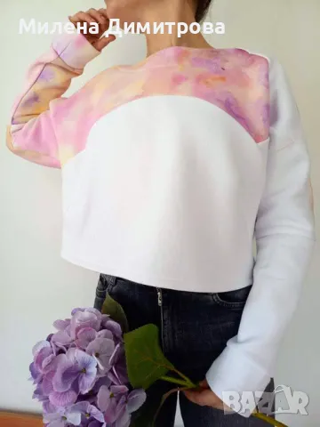 Къса ръчно рисувана блуза , снимка 7 - Суичъри - 50078098