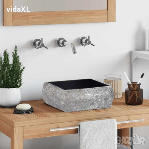 vidaXL Черна мивка, 30x30x13 см, мрамор（SKU:149175）, снимка 2 - Мивки - 53364209