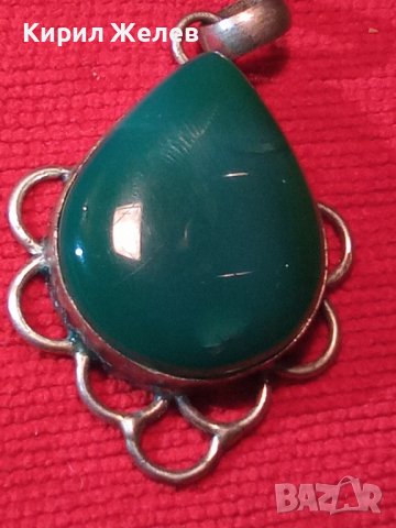 ТИБЕТСКО СРЕБРО и ЗЕЛЕН АХАТ СТАРИНЕН МЕДАЛЬОН МЕЛХИОР 72461