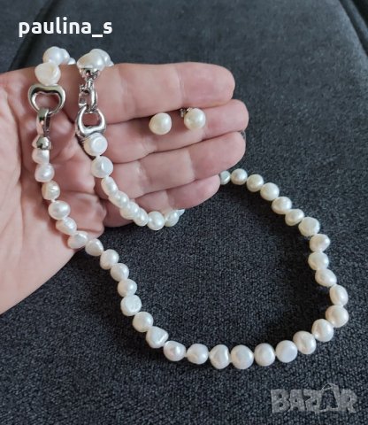 Два различни броя / Зашеметяващ комплект от естествени бели и черни сладководни перли, снимка 7 - Бижутерийни комплекти - 33618068