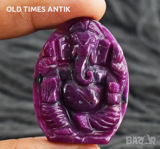 Рубин / Резбован бог Ганеша/Рубин 64 ct. 100% НАТУРАЛЕН , снимка 6 - Антикварни и старинни предмети - 47376764