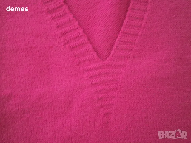 Машинно плетен пуловер без ръкави от букле, цвят циклама, снимка 4 - Блузи с дълъг ръкав и пуловери - 48528210