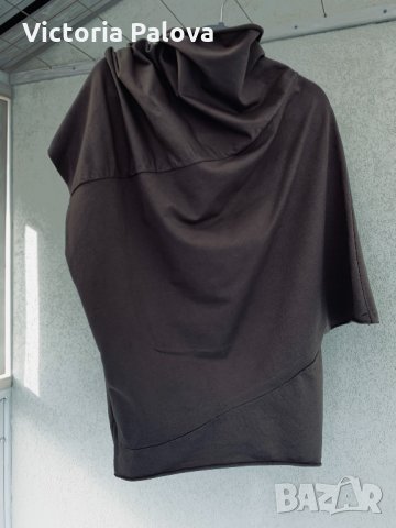 Асиметрична дизайнерска блуза цвят кафе  Италия, снимка 4 - Блузи с дълъг ръкав и пуловери - 32311397