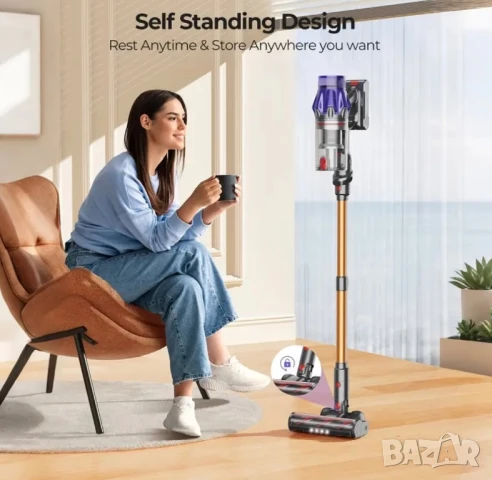 Безжична Вертикална Прахосмукачка Laresar V7, 55000Pa, LED Дисплей и Батерия - 60мин Работа 20000mAh, снимка 7 - Прахосмукачки - 51414345