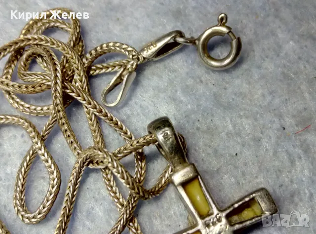 КРАСИВО СЕДЕФЕНО СРЕБЪРНО КРЪСТЧЕ със СТИЛНА СРЕБЪРНА ВЕРИЖКА - СРЕБРО 925 ПРОБА 39999, снимка 12 - Колиета, медальони, синджири - 49981840