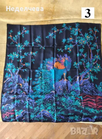 Дамски копринени шалове – квадратни , снимка 3 - Шалове - 50154108