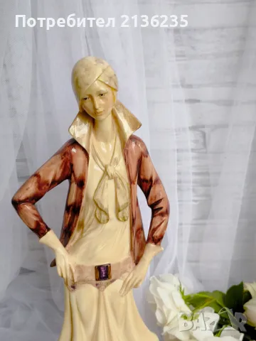 Фигура Santini – 48 см, Италия, арт деко, снимка 3 - Антикварни и старинни предмети - 50425125