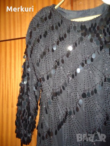 Дамска елегантна черна рокля с пайети, снимка 6 - Рокли - 27340614