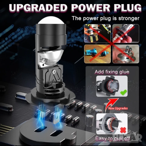 Мини Н7 LED с лупа  за основни фарове, снимка 5 - Аксесоари и консумативи - 51947562