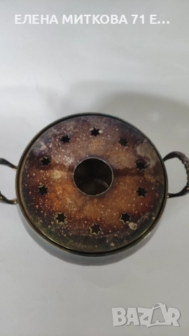 Старинен дебело посребрен комплект от 3 части-съд за подгряване и два подноса, снимка 7 - Антикварни и старинни предмети - 52377070