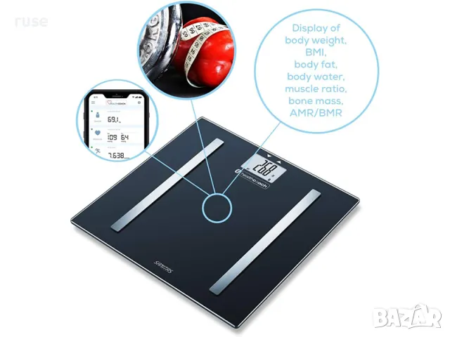 НОВИ! Дигитален Bluetooth kантар Sanitas SBF72 анализатор до 180 кг, снимка 5 - Везни - 49786123