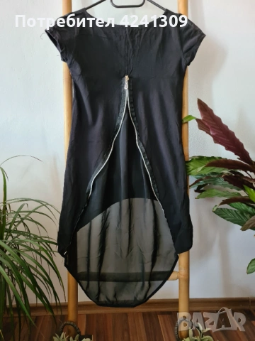 Черна дамска блуза/туника с къс ръкав