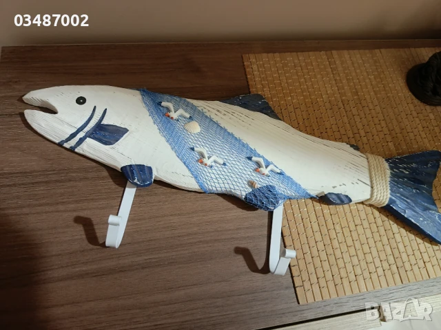 Дървена закачалка Риба, снимка 2 - Декорация за дома - 51045017