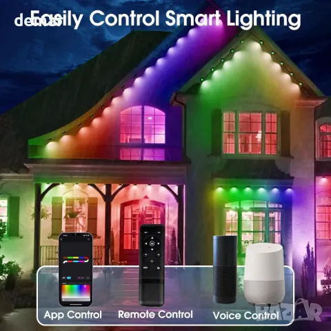 Brillistep RGBIC WiFi LED  постоянни външни светлини 15 м, за стрехи, снимка 7 - Лед осветление - 47982262