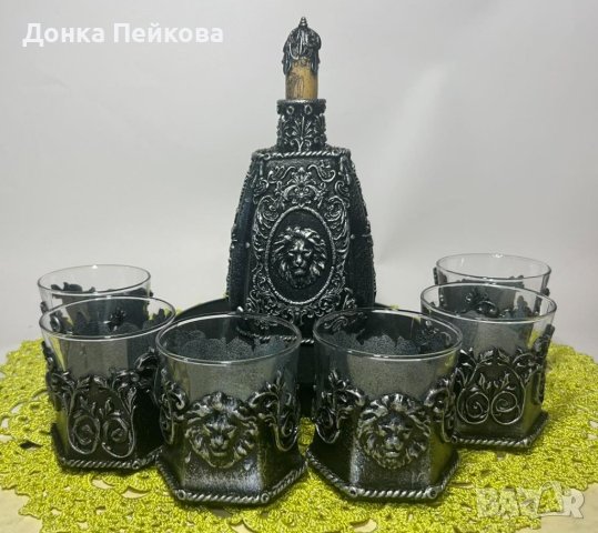Сервиз за уиски от 7 части ръчна изработка , снимка 2 - Декорация за дома - 43618320