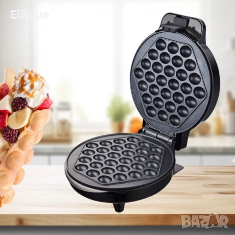 Гофретник за Bubble Waffle Rosberg, 1000W, Черен, 2 ГОДИНИ ГАРАНЦИЯ, снимка 3 - Други - 52820071