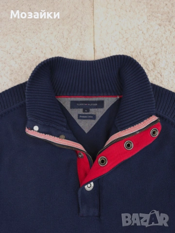Мъжки пуловер Tommy Hilfiger Premium Cotton Тъмносин Ежедневен XL, снимка 2 - Пуловери - 53595694