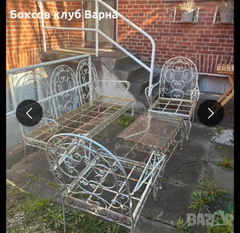 Продавам сет 2 фотьойла+ диван и маса от ковано желязо, снимка 2 - Маси - 50773935
