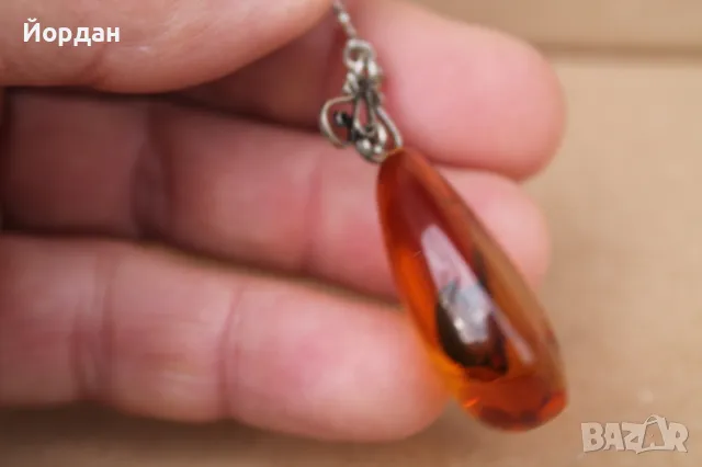 Сребърна игла с кехлибар, снимка 10 - Колиета, медальони, синджири - 49771442