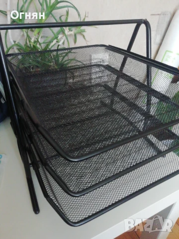 Комплект от 3 мрежести метални тави за документи, черни, снимка 3 - Други стоки за дома - 50754031