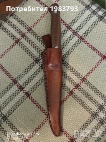 Стар майсторски нож,в кожена кания., снимка 6 - Ножове - 53274486